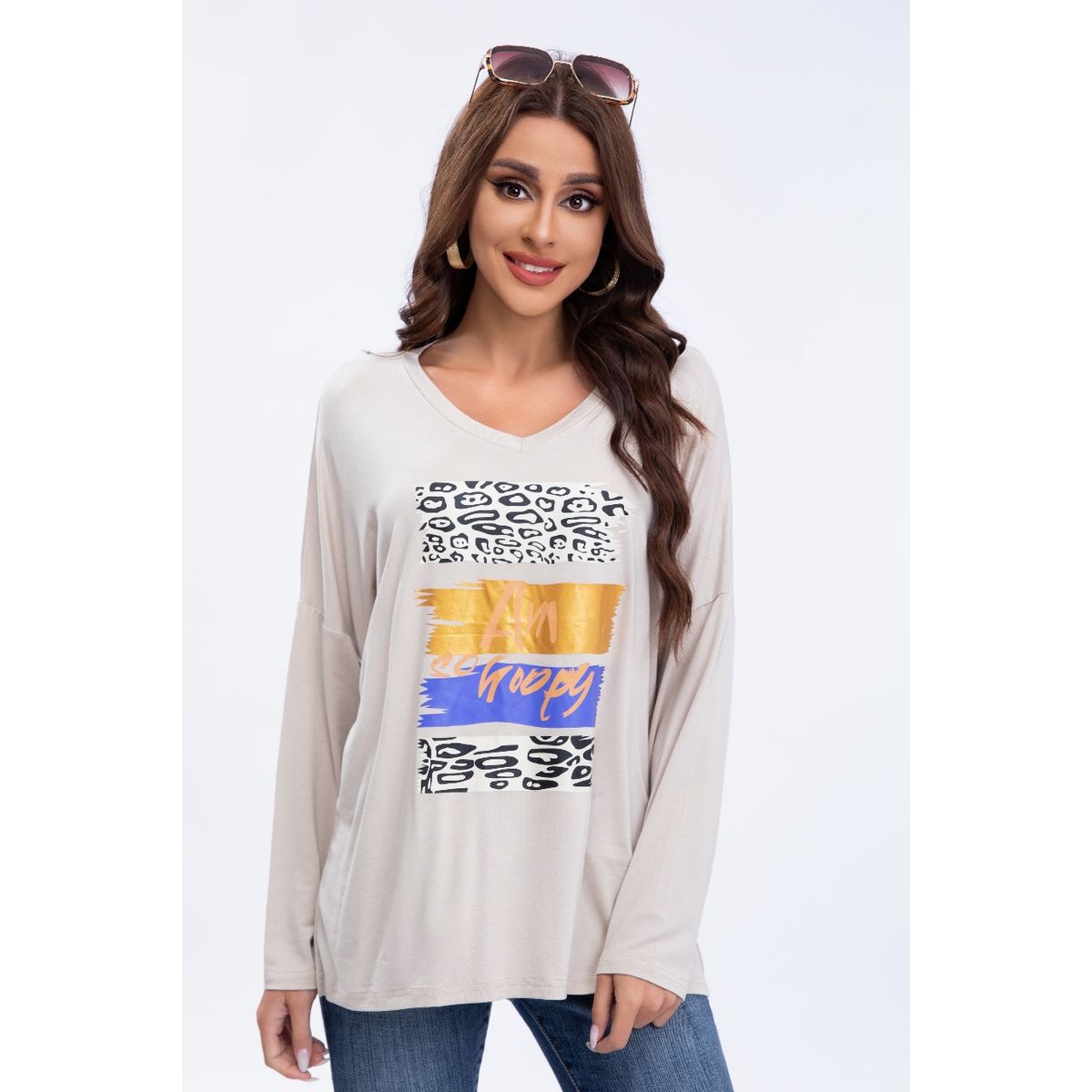 LIKE SHOP - Blusa Polera Mujer Algodon Manga Larga Oversize Diseños 3306