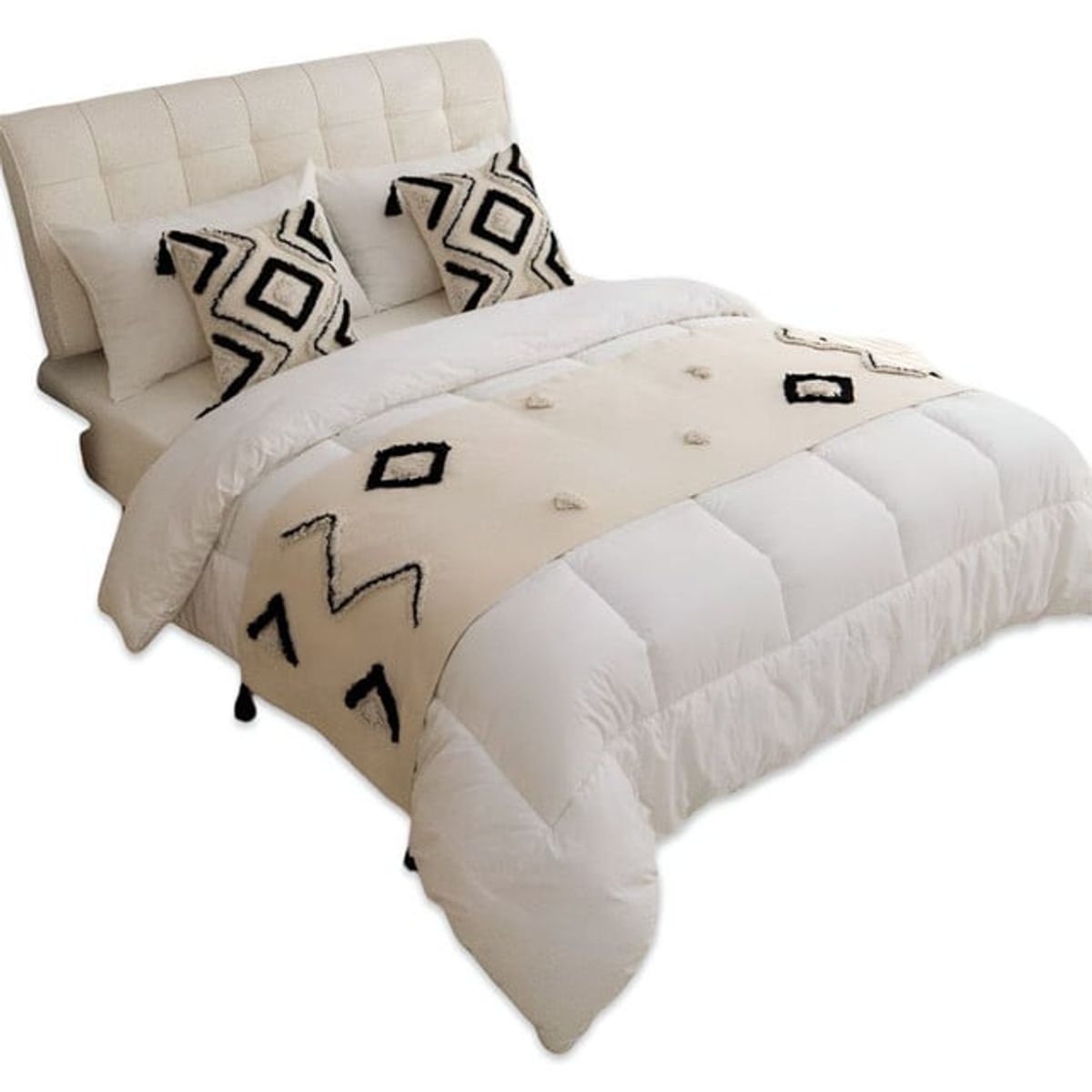 GENERICO - JUEGO DE PIECERA MAS FUNDAS DE COJINES ESTILO BOHO