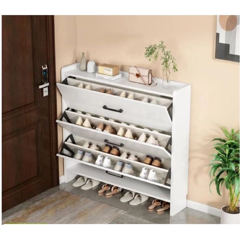 ANGELES DEL HOGAR - Zapatero Organizador Estante  Con Puertas Blanco 3 Niveles