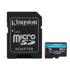 KINGSTON - SDCG3/64GB MEMORIA MICROSD C/ADAPT GO PLUS 64GB - Negro