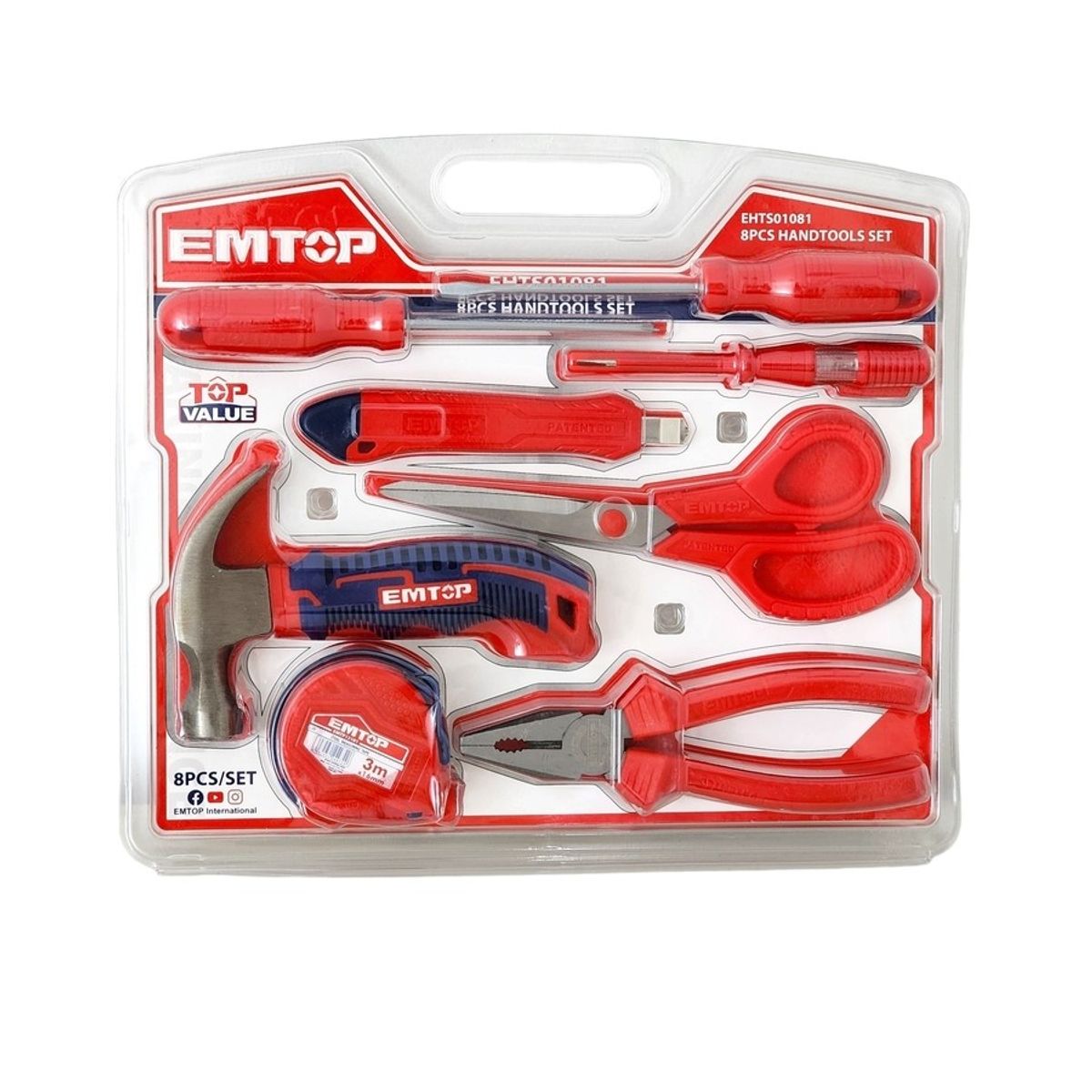 EMTOP - Pack de 8 Herramientas Manuales EHTS01080 EMTOP