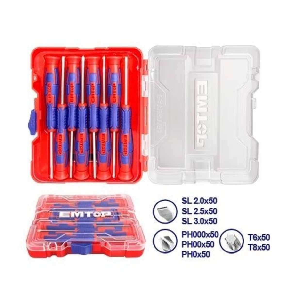 EMTOP - Pack 8 Destornillador Precisión Industrial ESSTP0802 EMTOP