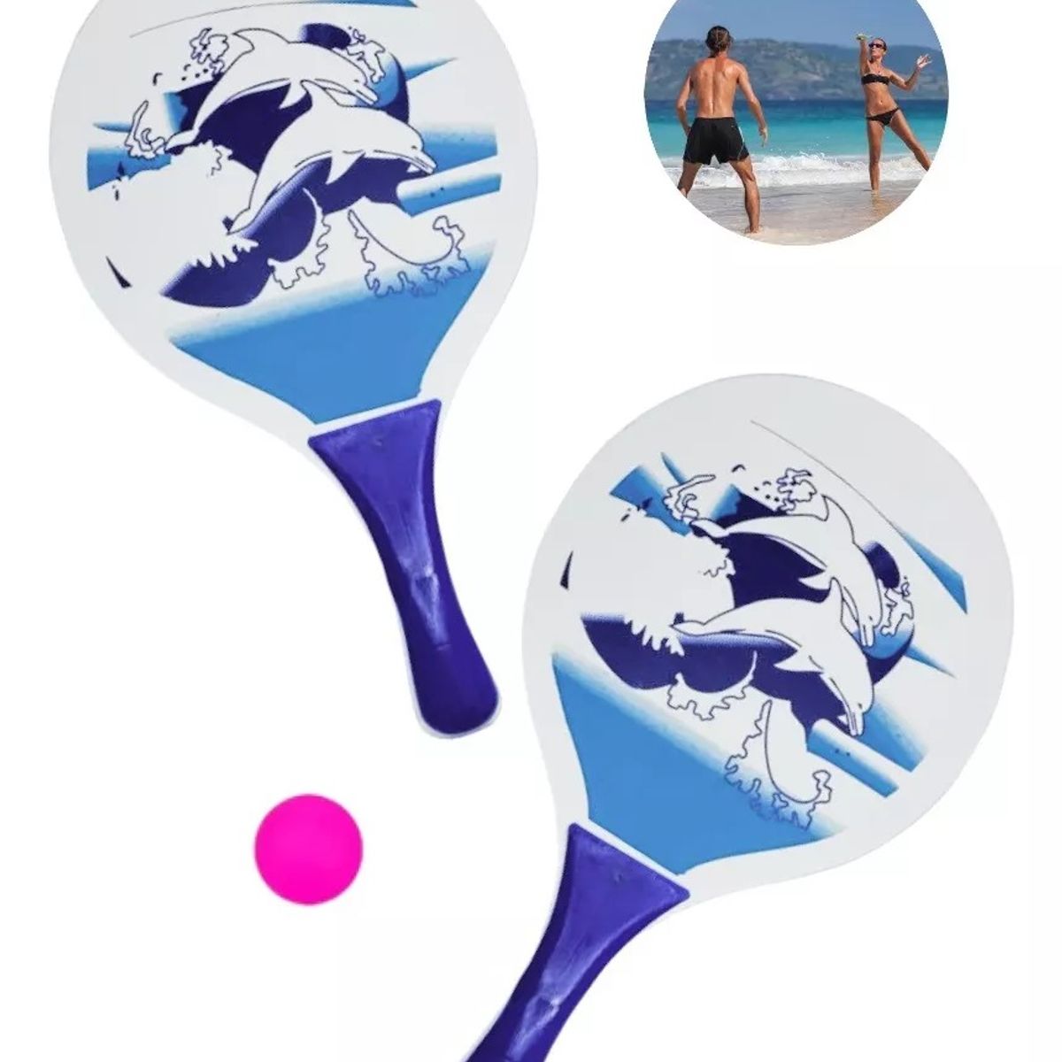 GENERICO - Set Paletas De Playa Madera Raqueta Paletas Playeras