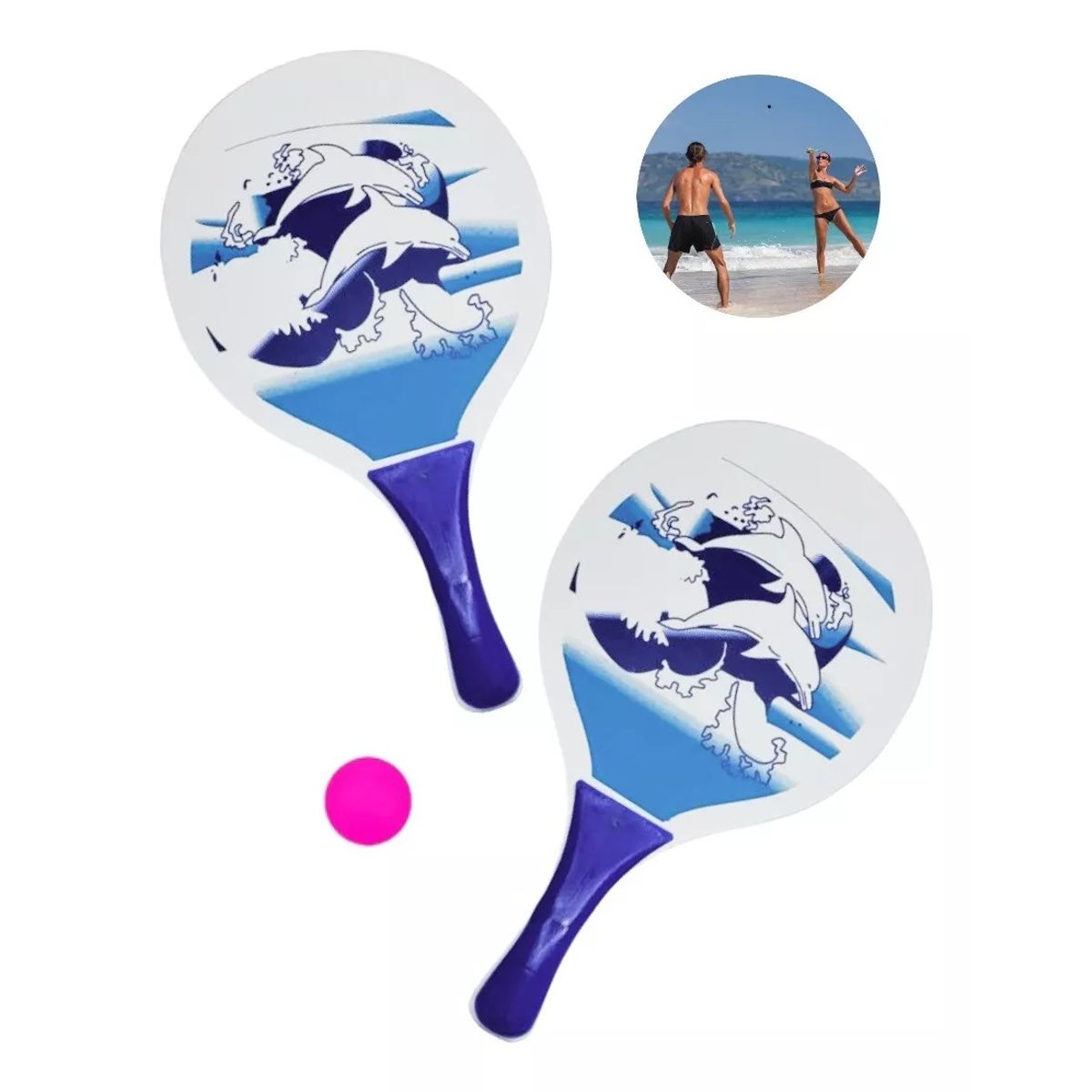 GENERICO - Set Paletas De Playa Madera Raqueta Paletas Playeras