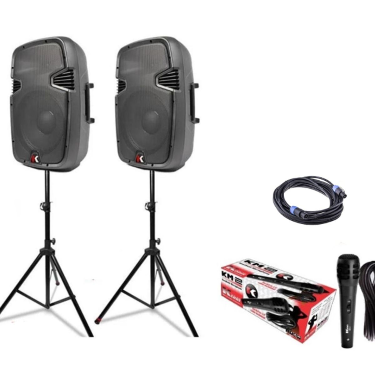 KOHLT - Pack Parlantes + Micrófonos + Atriles + Cables KOHLT Sistema de Audio