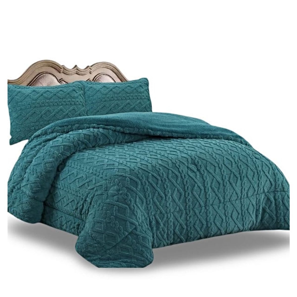 GENERICO - CUBRECAMA CHIPORRO TRENZADO 2 PLAZAS VERDE