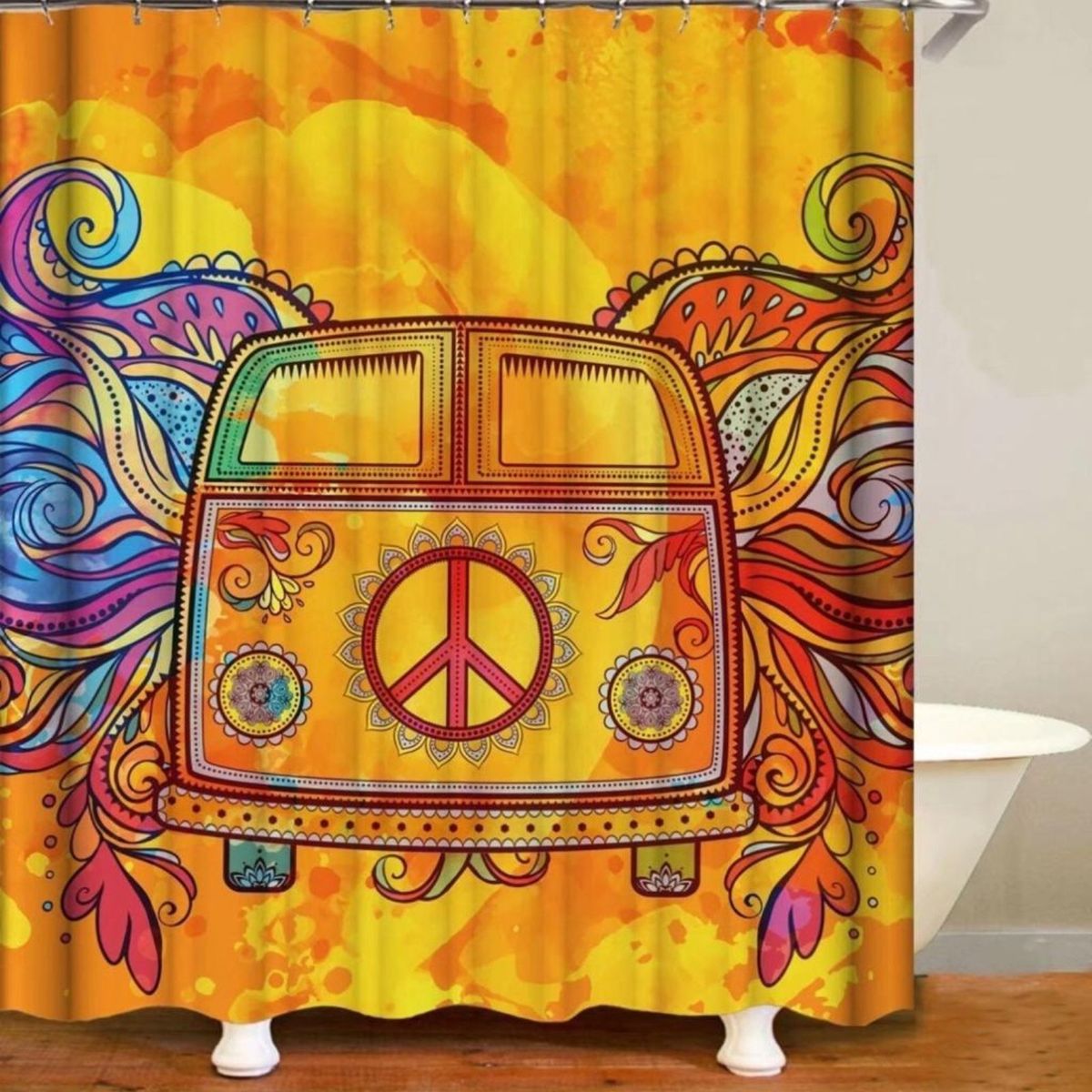 GENERICO - CORTINA DE BAÑO MAS FORRO DE DUCHA IMPERMEABLE