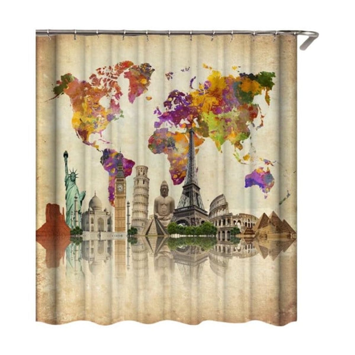 GENERICO - CORTINA DE BAÑO MAS FORRO DE DUCHA IMPERMEABLE