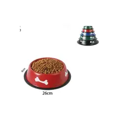 GENERICO - Plato Comedero Aluminio Para Mascotas 26cm