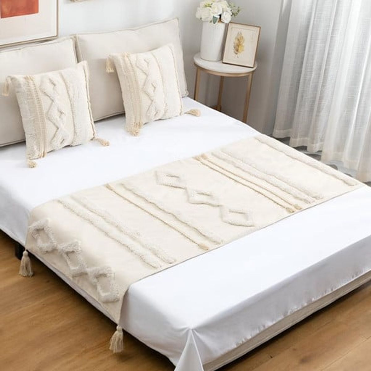 GENERICO - JUEGO DE PIECERA DE CAMA CON 2 FUNDAS MODELO BOHO