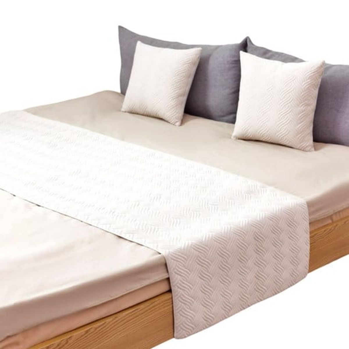 GENERICO - JUEGO DE PIECERA DE CAMA MAS 2 COJIN CON FUNDAS MODELO PLUSH BLANCO