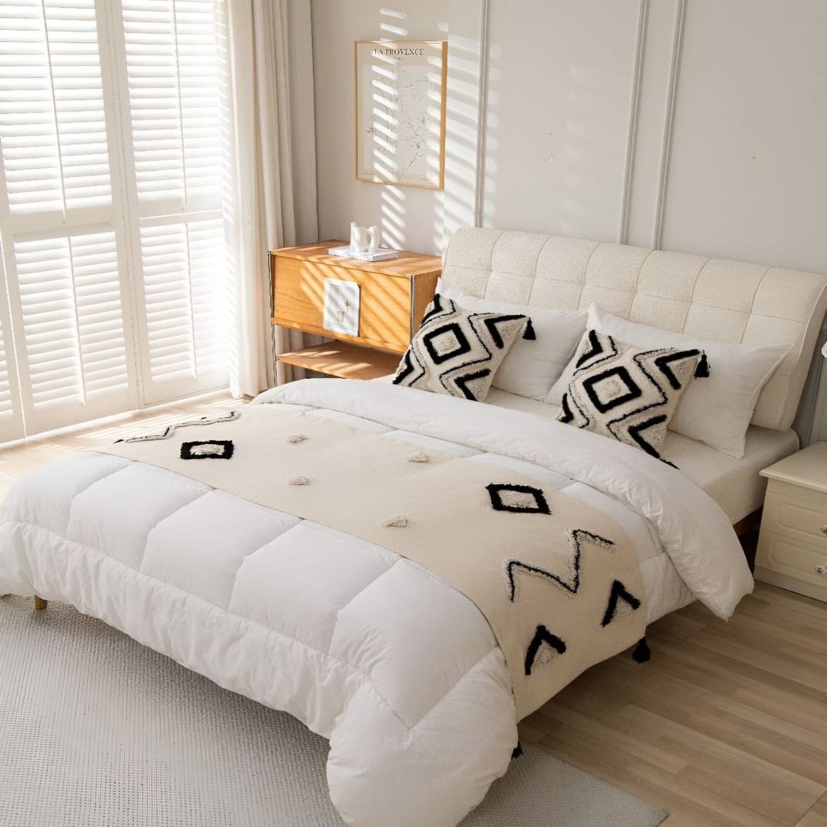 GENERICO - JUEGO DE PIECERA MAS FUNDAS DE COJINES ESTILO BOHO -B04