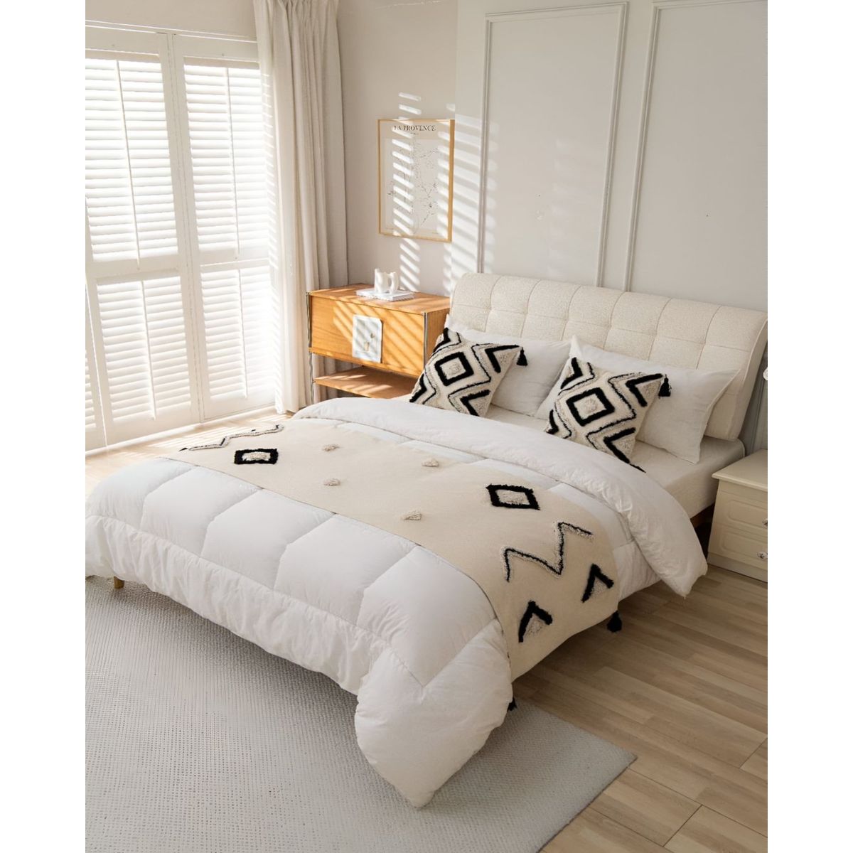 GENERICO - JUEGO DE PIECERA MAS FUNDAS DE COJINES ESTILO BOHO -B04