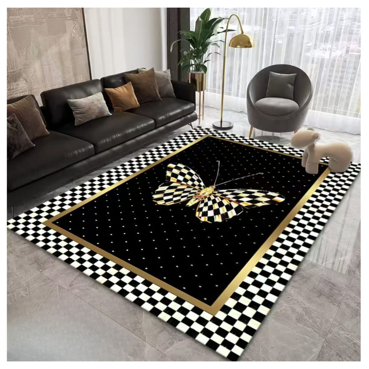 GENERICO - Alfombra Moderna Antideslizante Diseño Geométrico 3D 200X180cm