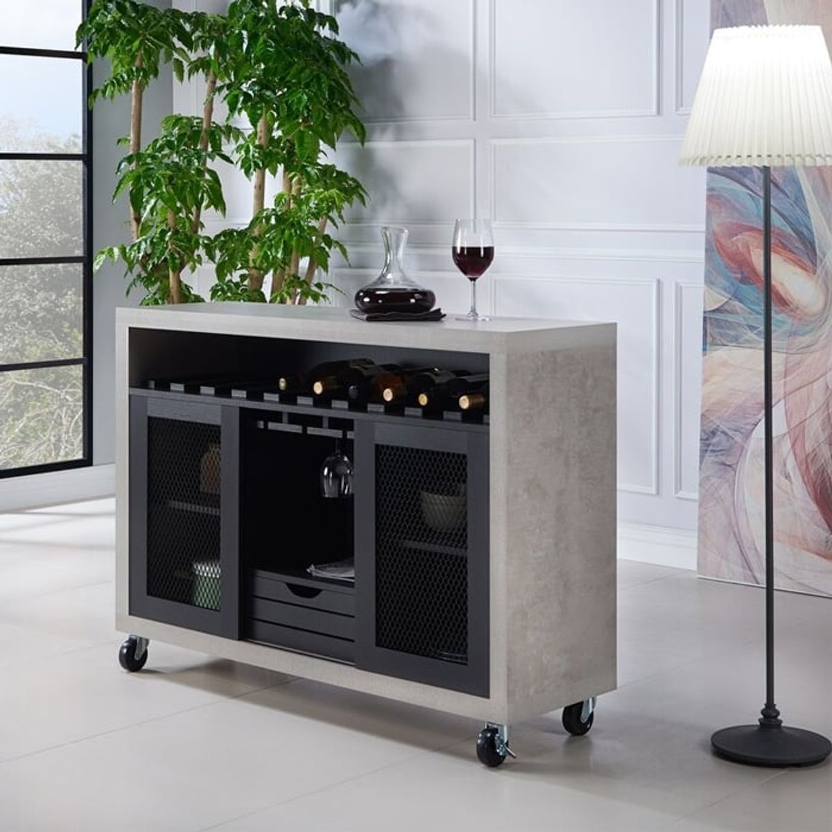 MSA MUEBLES SANTA ANA - Buffet Bar Black (120 x 40 x 80)