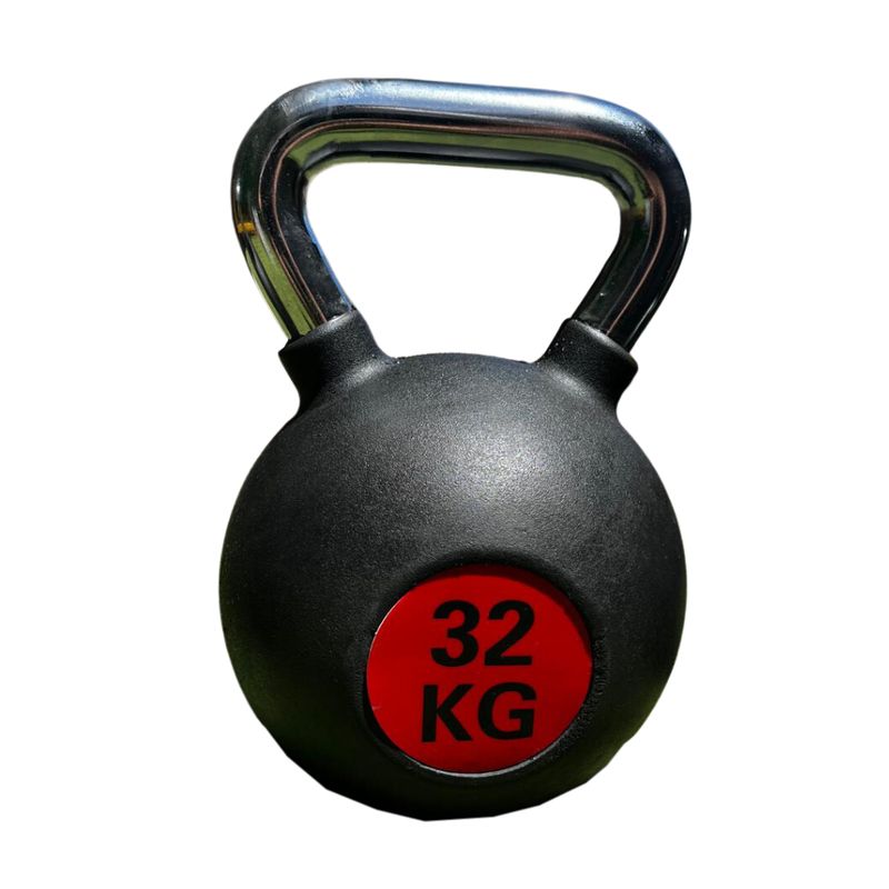 GENERICO - Pesas Rusas Kettlebell de Acero Recubiertas de Caucho 32 Kg