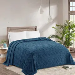 ANGELES DEL HOGAR - FRAZADA SHERPA CON CHIPORRO 2 PLAZA AZUL MARINO