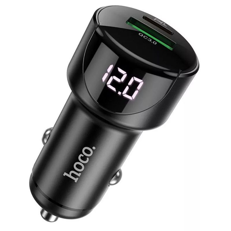 HOCO - Cargador De Auto Qc30 18w + Pd 20w Con Led Digital Hoco