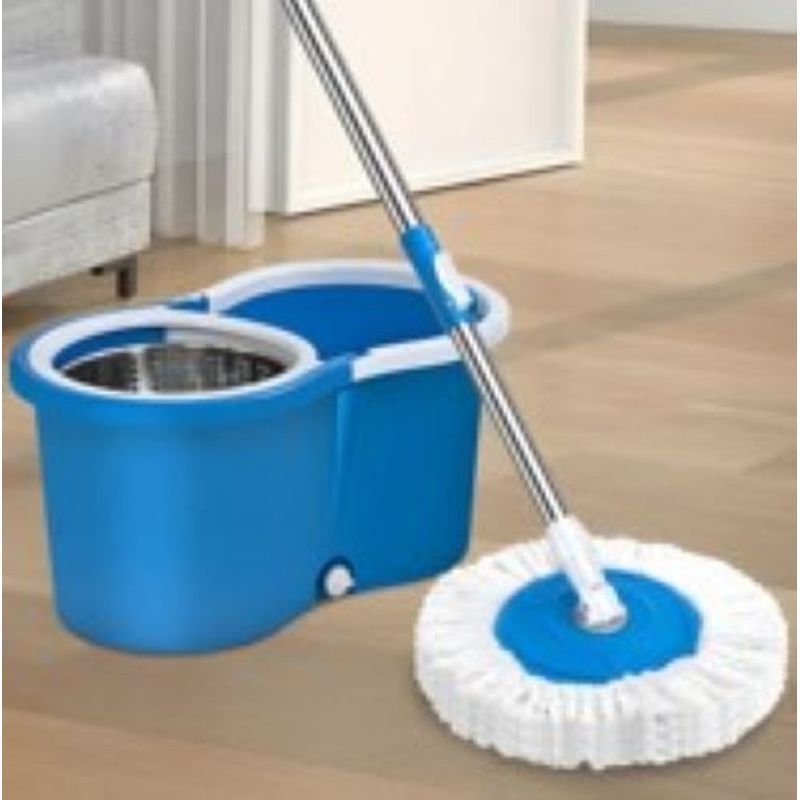 GENERICO - TRAPEADOR GIRATORIO MOPA 360° PLASTICO Y METÁLICO COLOR AZUL