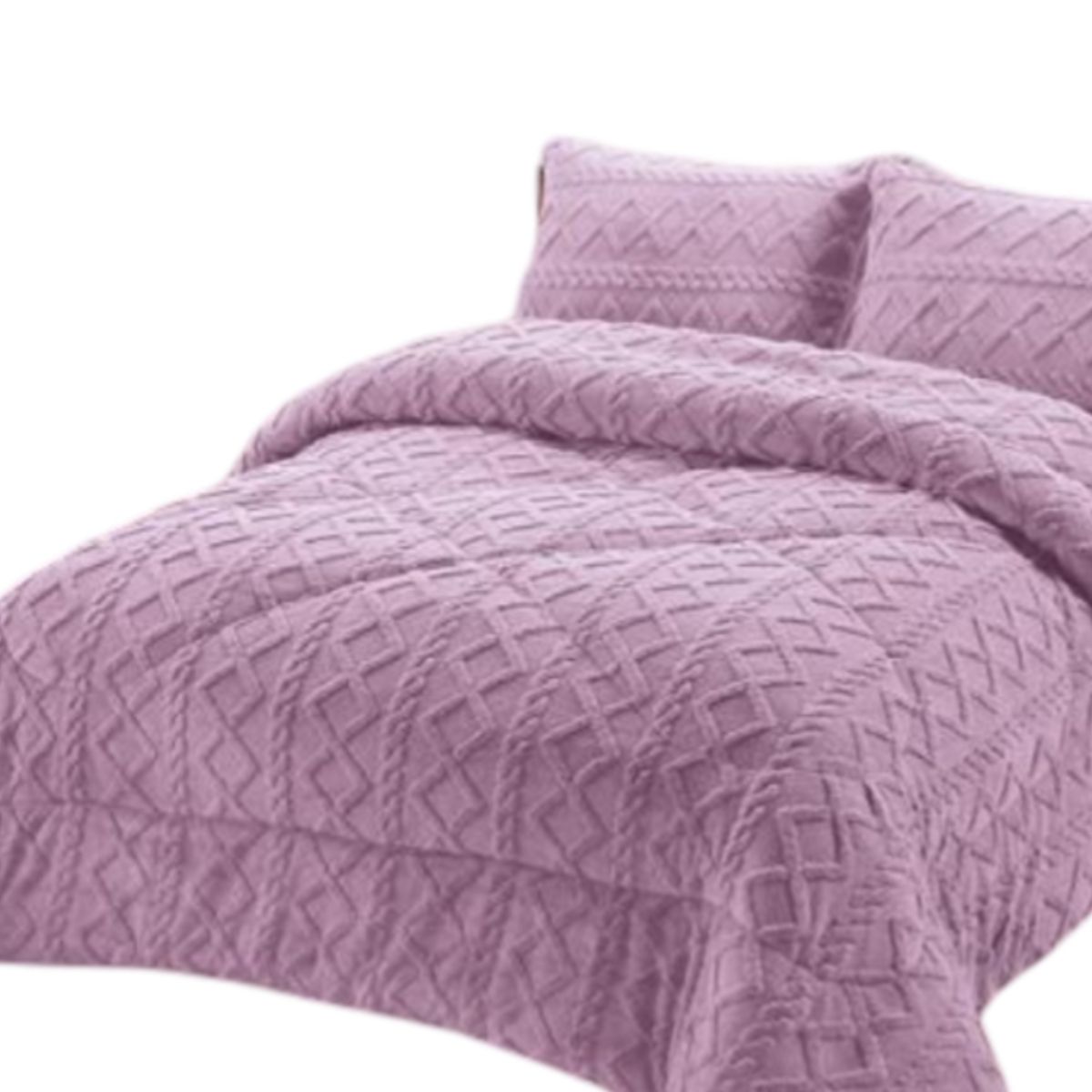 GENERICO - PLUMON CHIPORRO PARA INVIERNO TRENZADO 2 PLAZAS MORADO