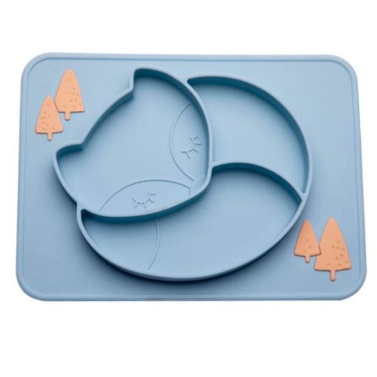 GENERICO - Plato de silicona bandeja diseño zorro color azul