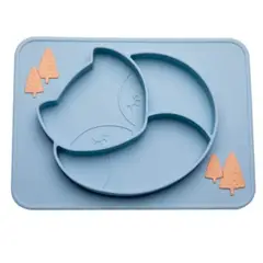 GENERICO - Plato de silicona bandeja diseño zorro color azul