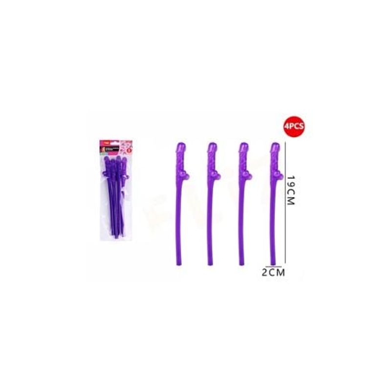 GENERICO - Bombilla Despedida De Soltera Morada 2x19 Cm 4 Pcs