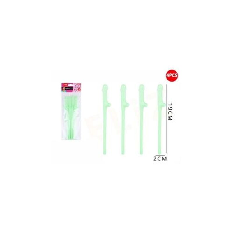 GENERICO - Bombilla Despedida De Soltera Verde 2x19 Cm 4 Pcs