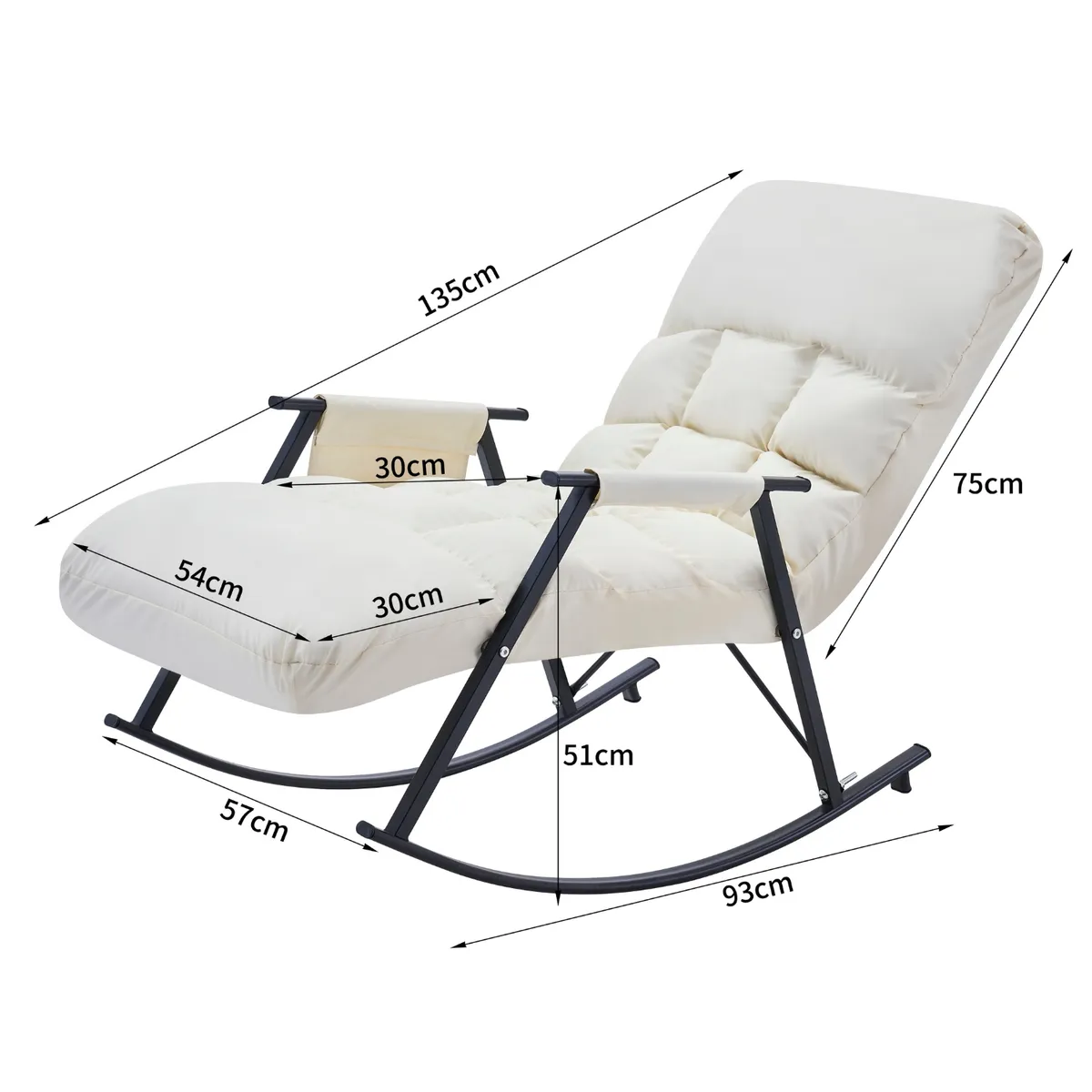 CRUSEC - Sillón Mecedora Comodidad Interior Exterior Reclinable Hogar - Blanco