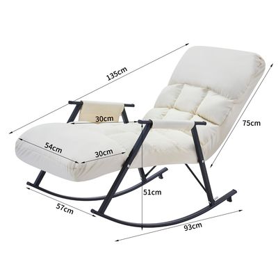 Imagen 2 del producto Sillón Mecedora Comodidad Interior Exterior Reclinable Hogar - Blanco