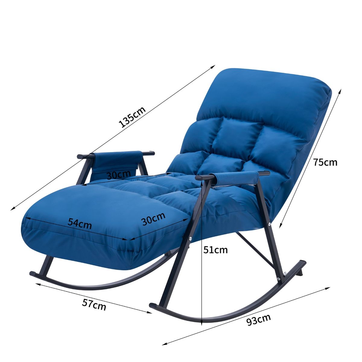 CRUSEC - Sillón Mecedora Comodidad Interior Exterior Reclinable Hogar - Azul