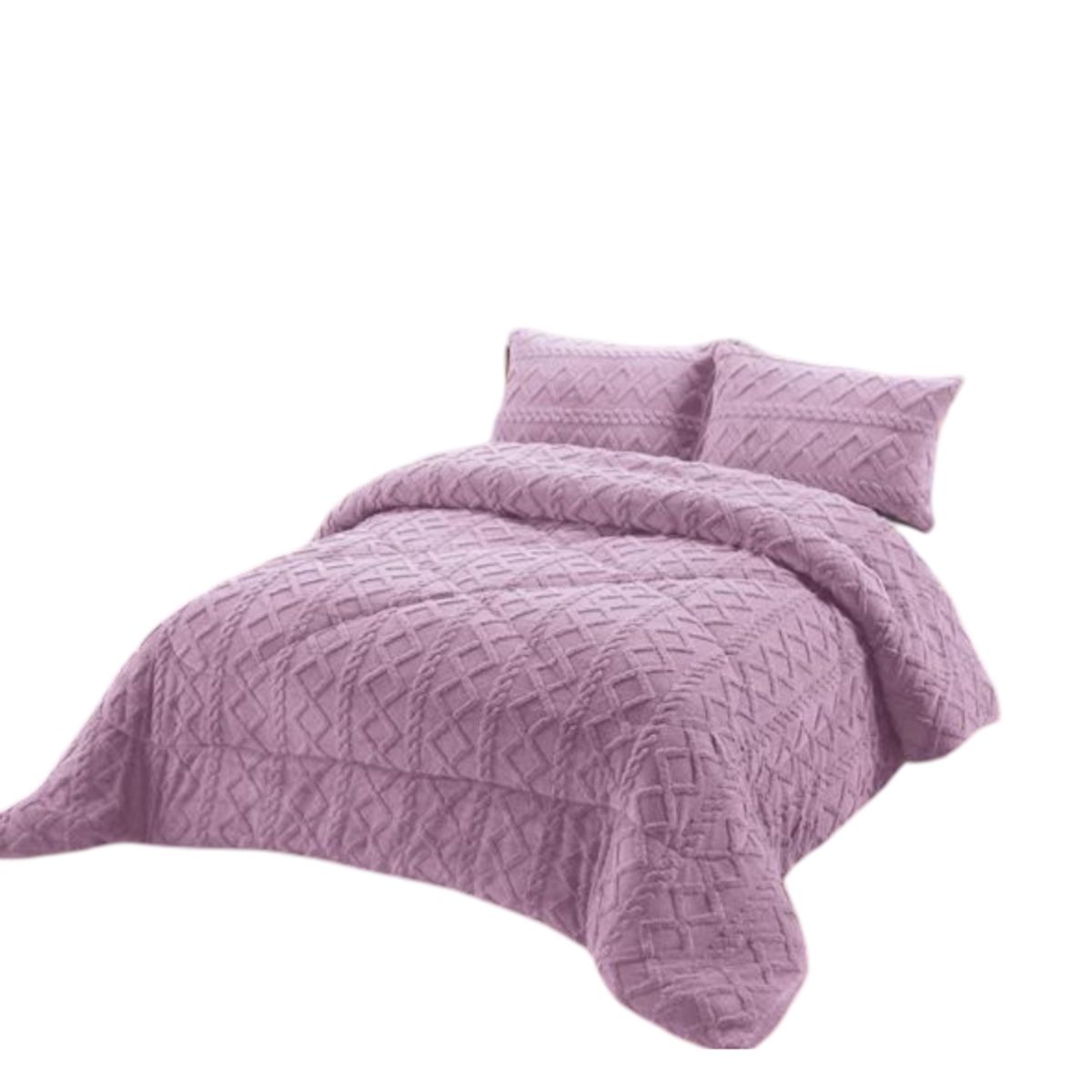 GENERICO - PLUMON CHIPORRO PARA INVIERNO TRENZADO 2 PLAZAS MORADO