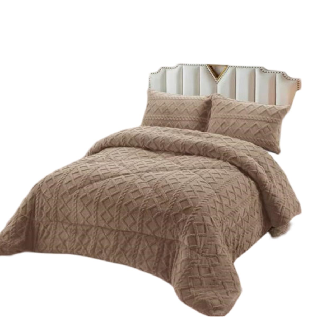 GENERICO - PLUMON CHIPORRO PARA INVIERNO TRENZADO 2 PLAZAS BEIGE