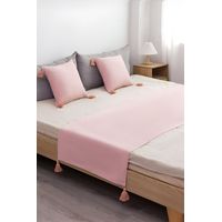 JUEGO DE PIECERA DE CAMA CON 2 FUNDAS MODELO LINO ROSADO