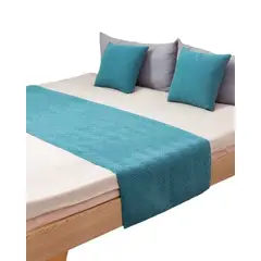 GENERICO - JUEGO DE PIECERA DE CAMA CON 2 FUNDAS MODELO PLUSH TURQUESA