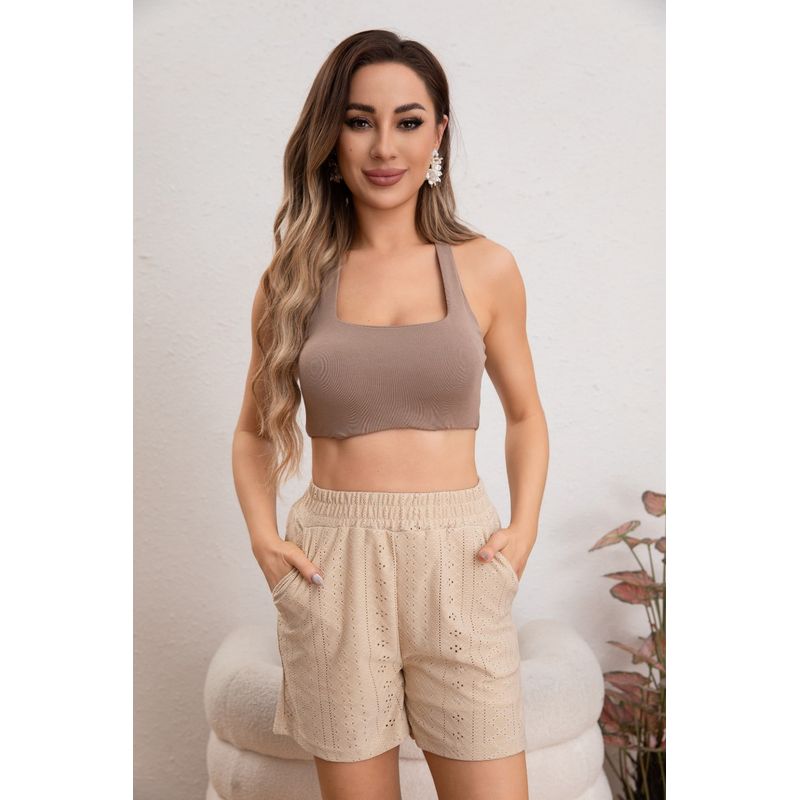 MPROPIA - Short Mujer Bermuda Broderie Juvenil Verano 5005