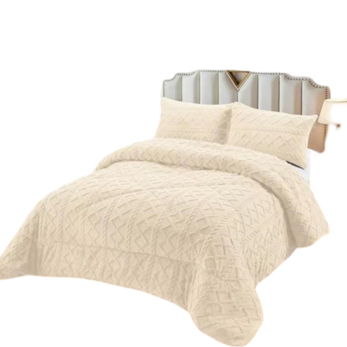 GENERICO - PLUMON CHIPORRO PARA INVIERNO TRENZADO 2 PLAZAS BLANCO