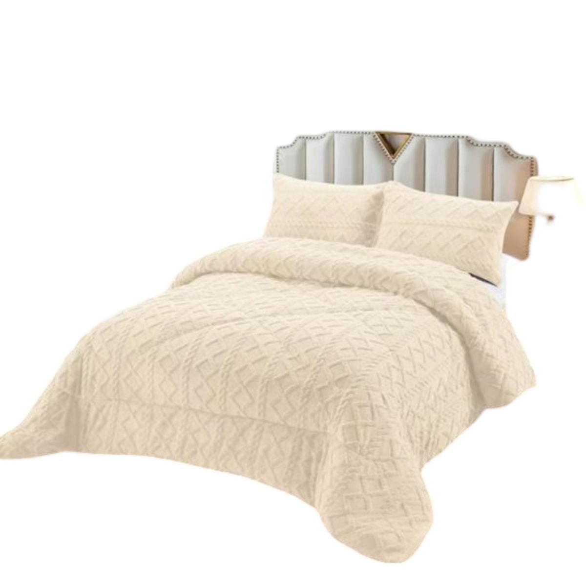 GENERICO - PLUMON CHIPORRO PARA INVIERNO TRENZADO 2 PLAZAS BLANCO