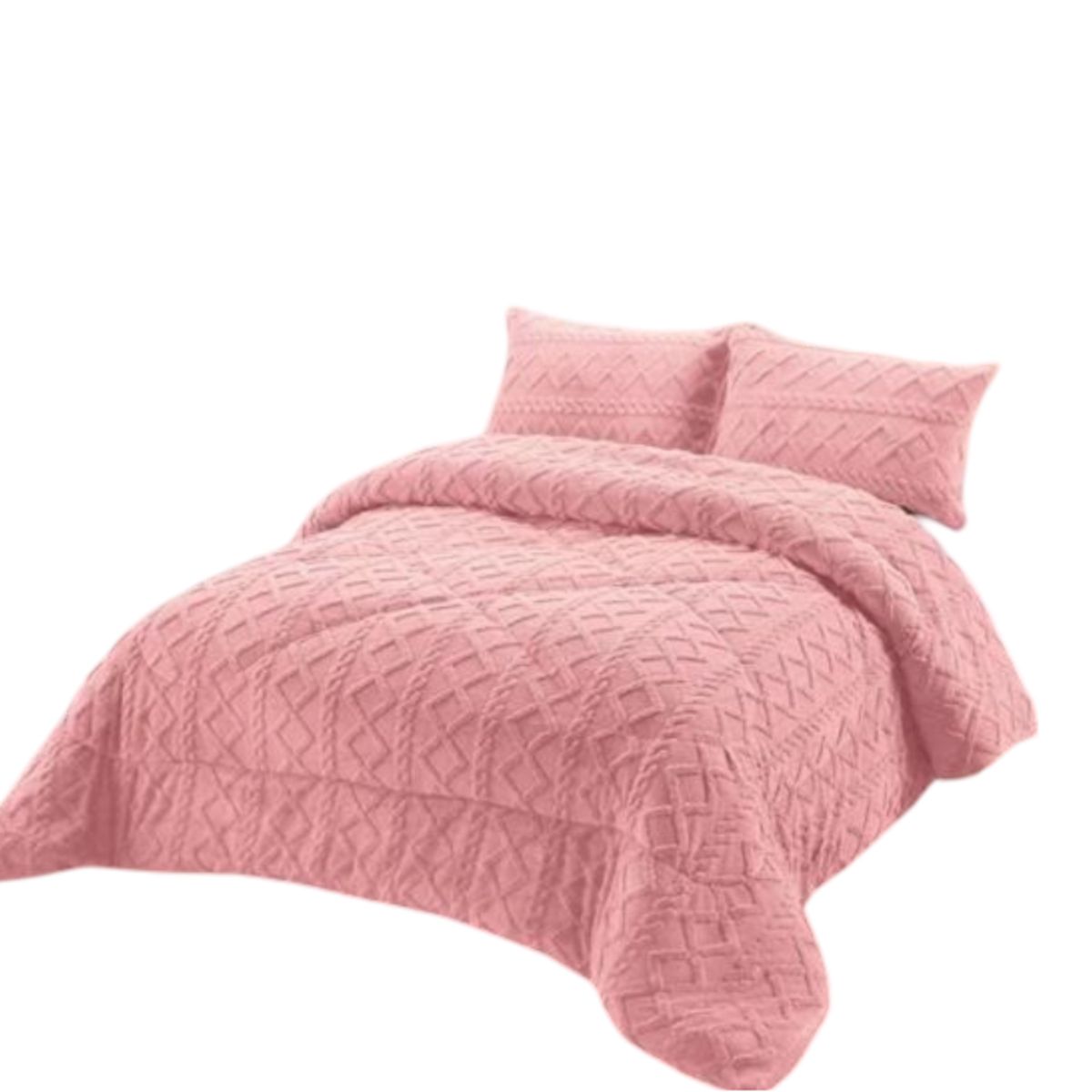 GENERICO - PLUMON CHIPORRO PARA INVIERNO TRENZADO 2 PLAZAS ROSA