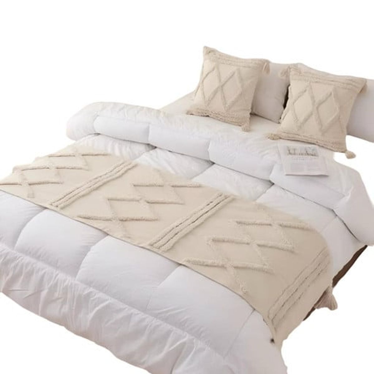 GENERICO - JUEGO DE PIECERA DE CAMA MAS 2 COJIN CON FUNDAS MODELO BOHO