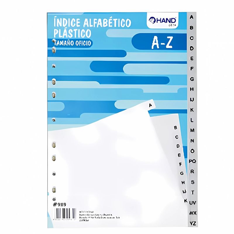 HAND - Índice Alfabético Plástico Azul Tamaño Oficio - SC