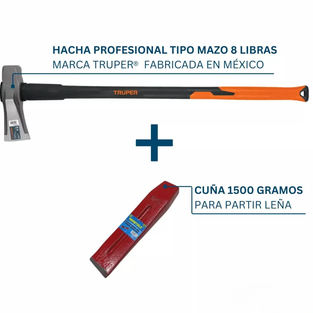 TRUPER - Hacha Leñadora Para Leña 8 Libras Truper Con Cuña
