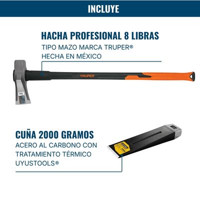 Imagen 2 del producto Hacha Para Leña Partidora 8 Libras Con Cuña