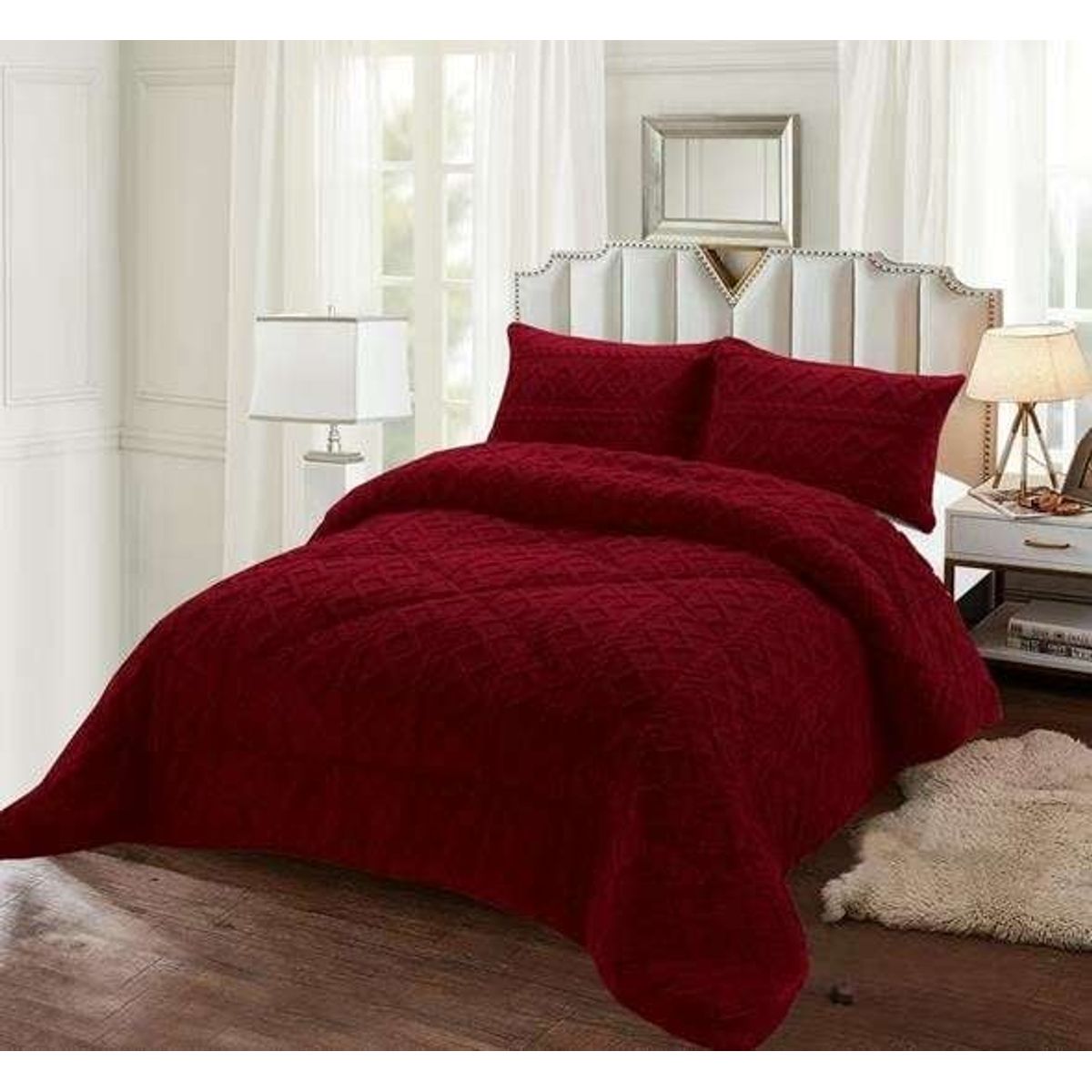 GENERICO - PLUMÓN CHIPORRO INVIERNO TRENZADO KING - SUPER KING BURDEO