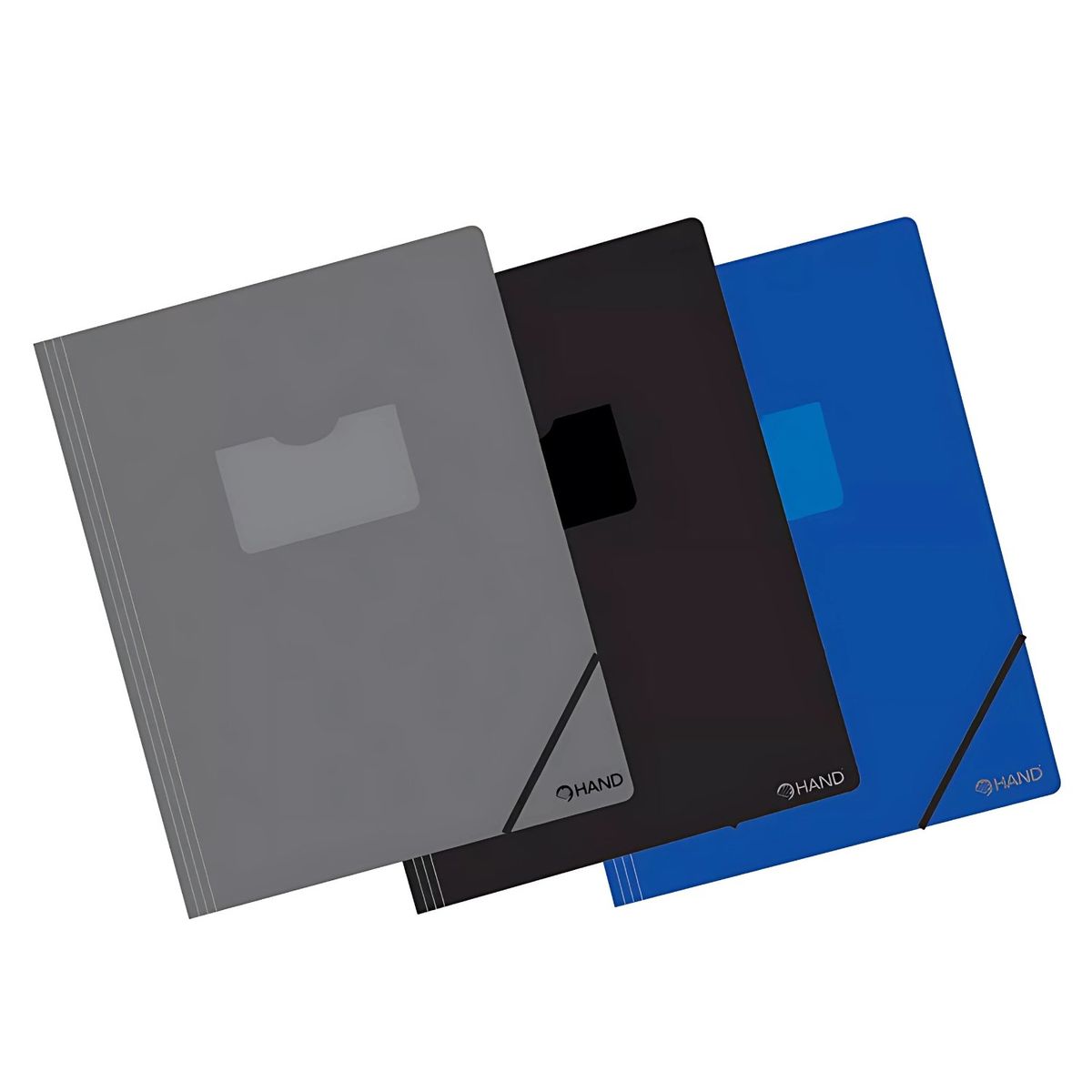 HAND - Pack 12 Carpetas Plásticas Elástico Oficio Colores - SC