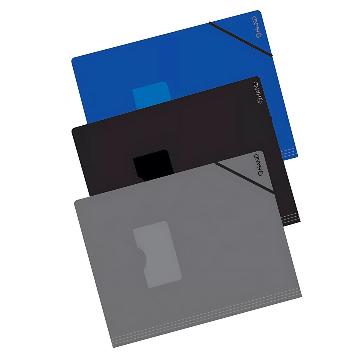 HAND - Pack 12 Carpetas Plásticas Elástico Oficio Colores - SC