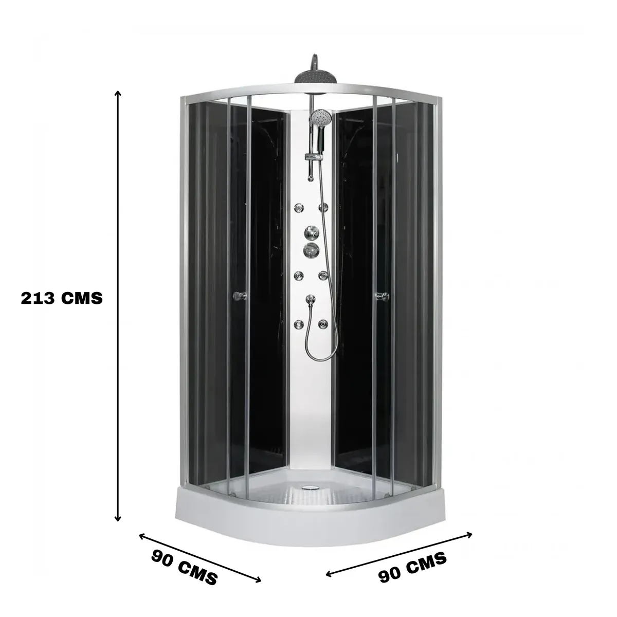 DOER - Cabina Ducha 6 Jets 90 x 90 x 213 cm Negro