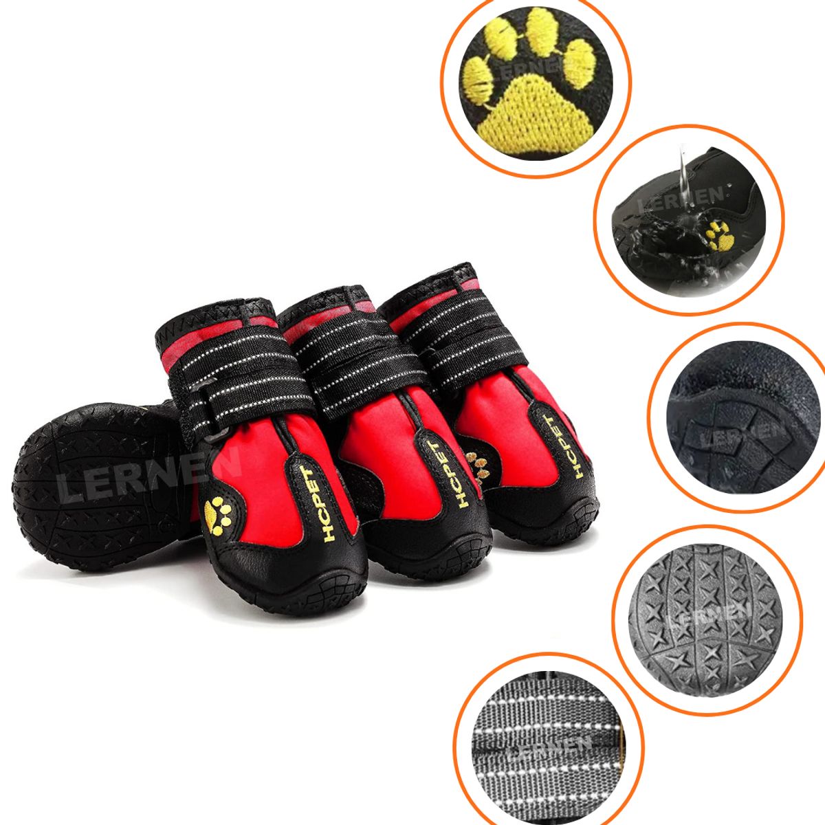 LERNEN - Zapatos Impermeables Reflectantes Para Perros Talla 6