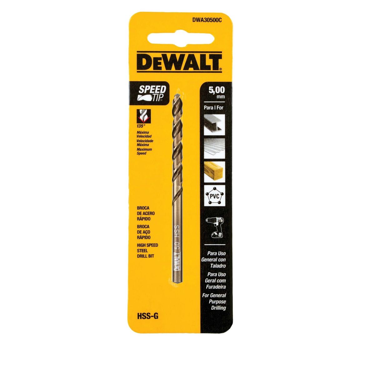 DEWALT - Broca de acero rápido multisuperficie 5mm DEWALT DWA30500C