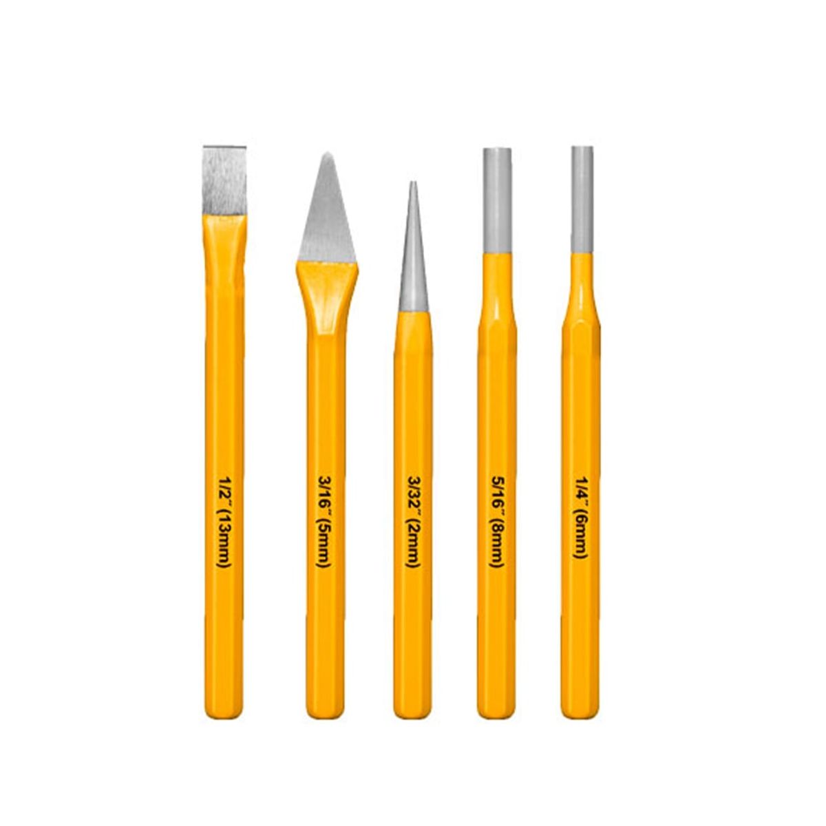 JADEVER - Juego Cincel y Punzón en Frío 5 Piezas JADEVER